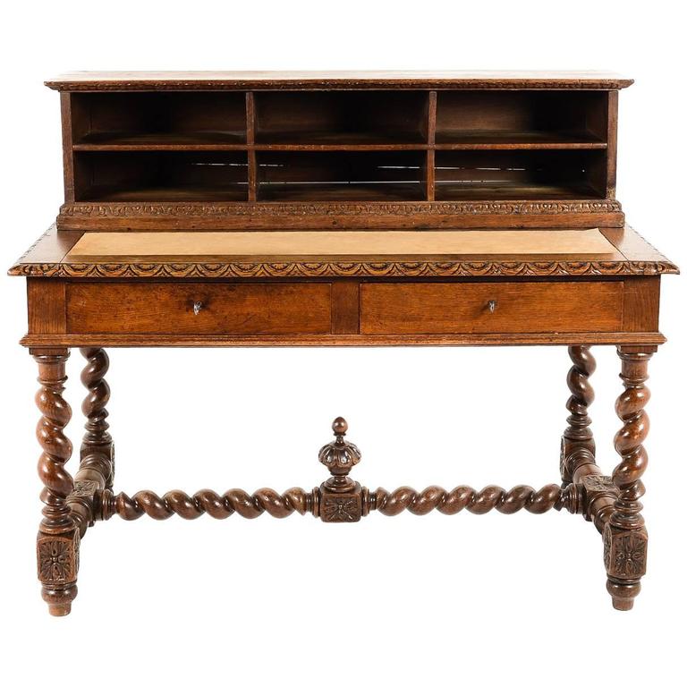 Antique French Carved Oak Desk, circa 1880 at 1stDibs