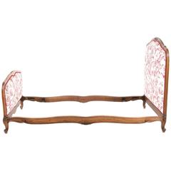 Antique French Louis XV-Style Carved Walnut Single Bed, circa 1920