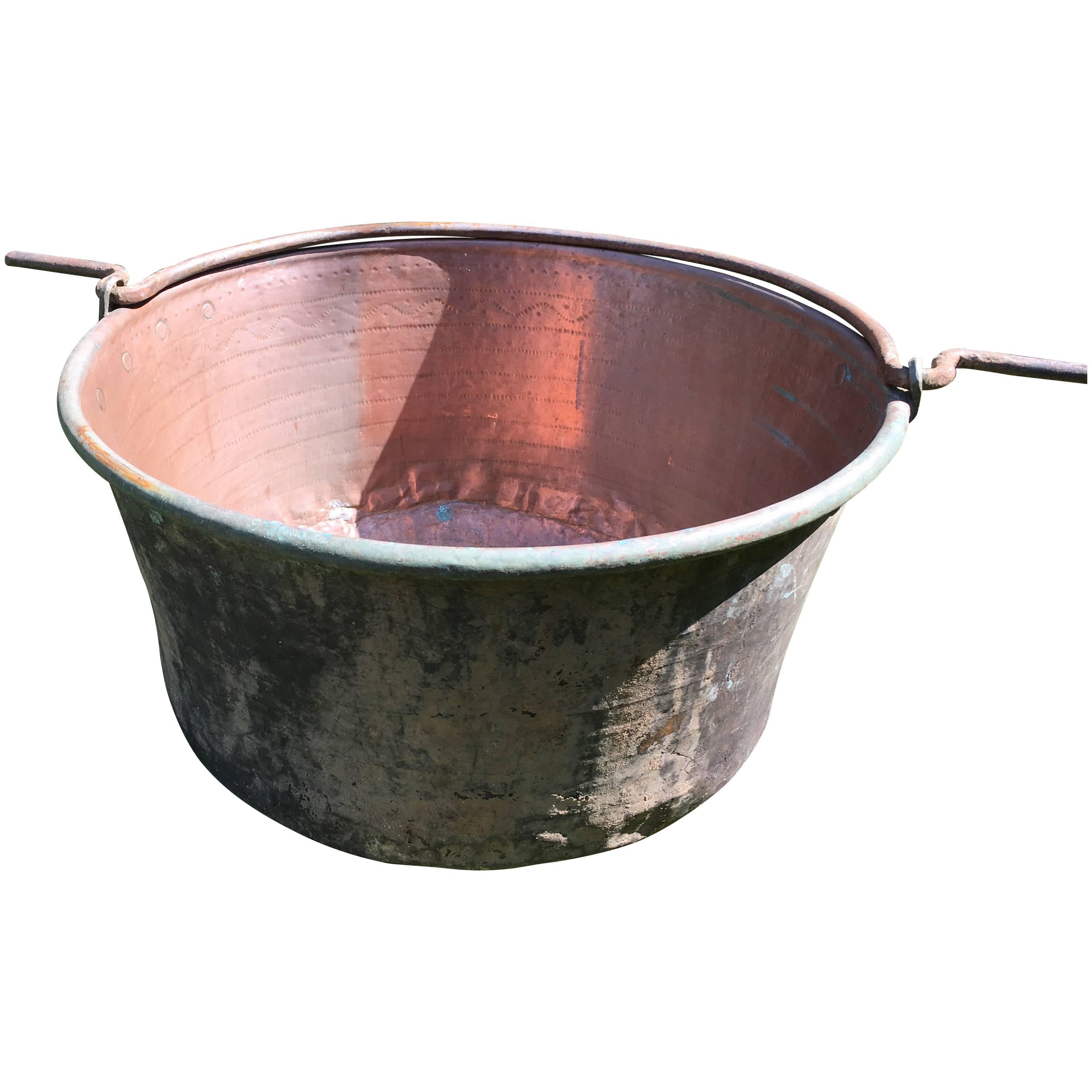 c.1840 Large Handmade French Copper Cauldron For Sale at 1stdibs