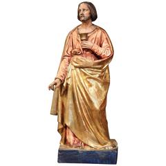 Early 19th Century French Carved Giltwood and Polychrome Statue of Jesus Christ