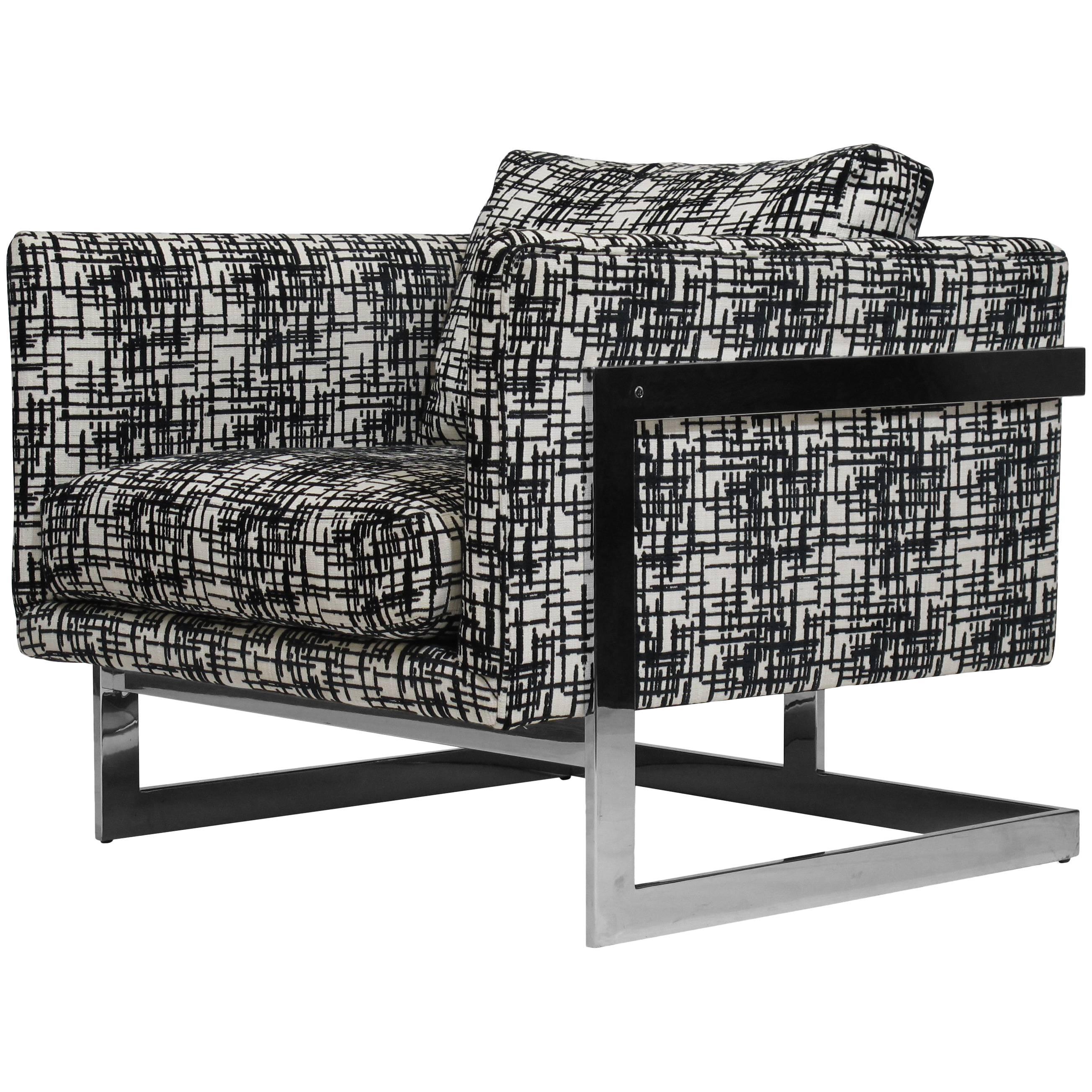 Milo Baughman for Thayer Coggin T-Back Chrome Lounge Chair