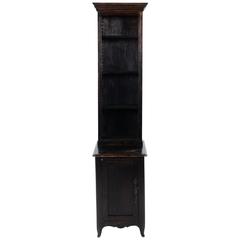Antique French Unusually Narrow Dark Oak Bookcase, circa 1920