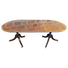 Antique Mahogany Twin Pillar Extending Dining Table