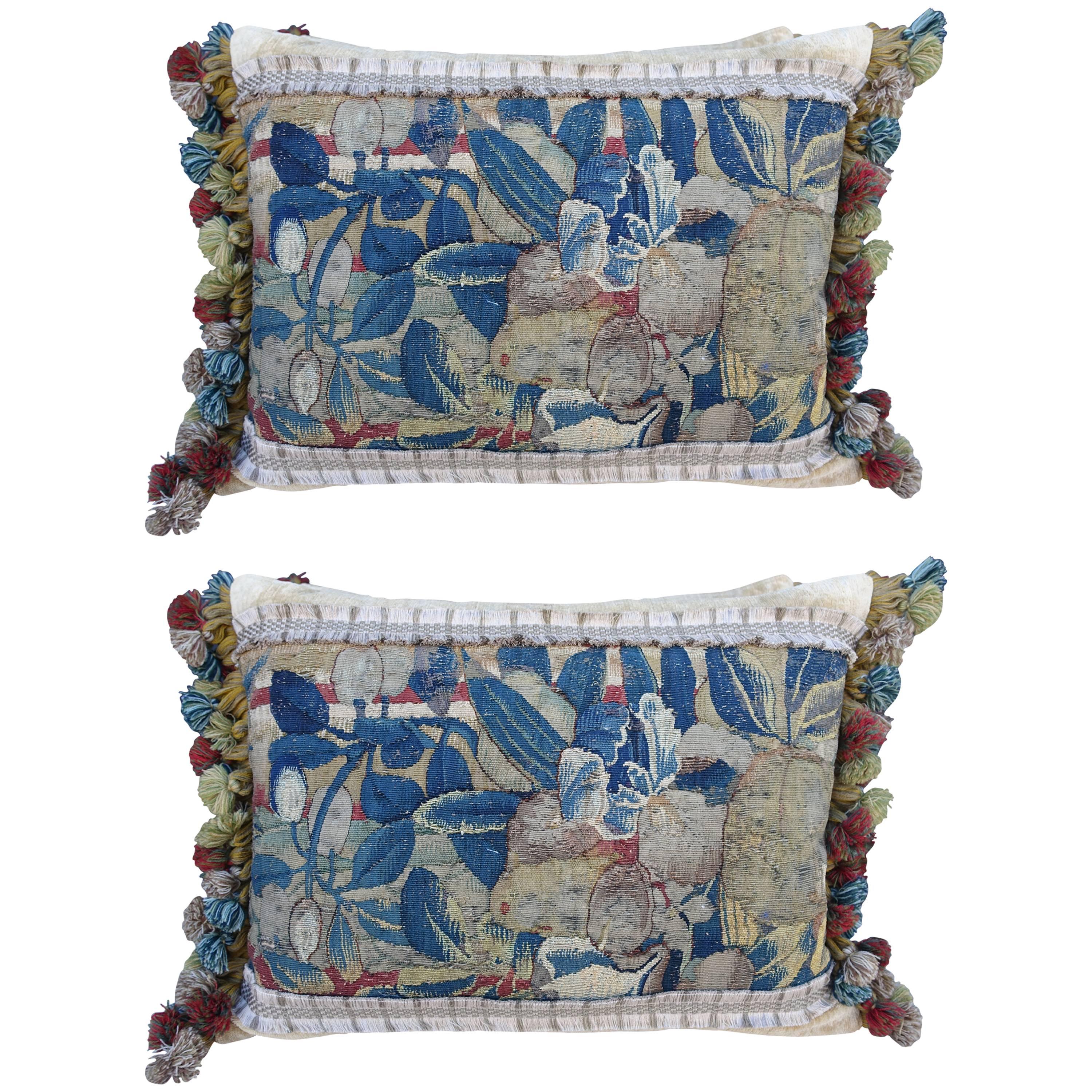 17th Century Flemish Tapestry Pillows, Pair