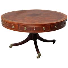 Early 19th Century English Regency Mahogany Rent Table with Embossed Leather Top