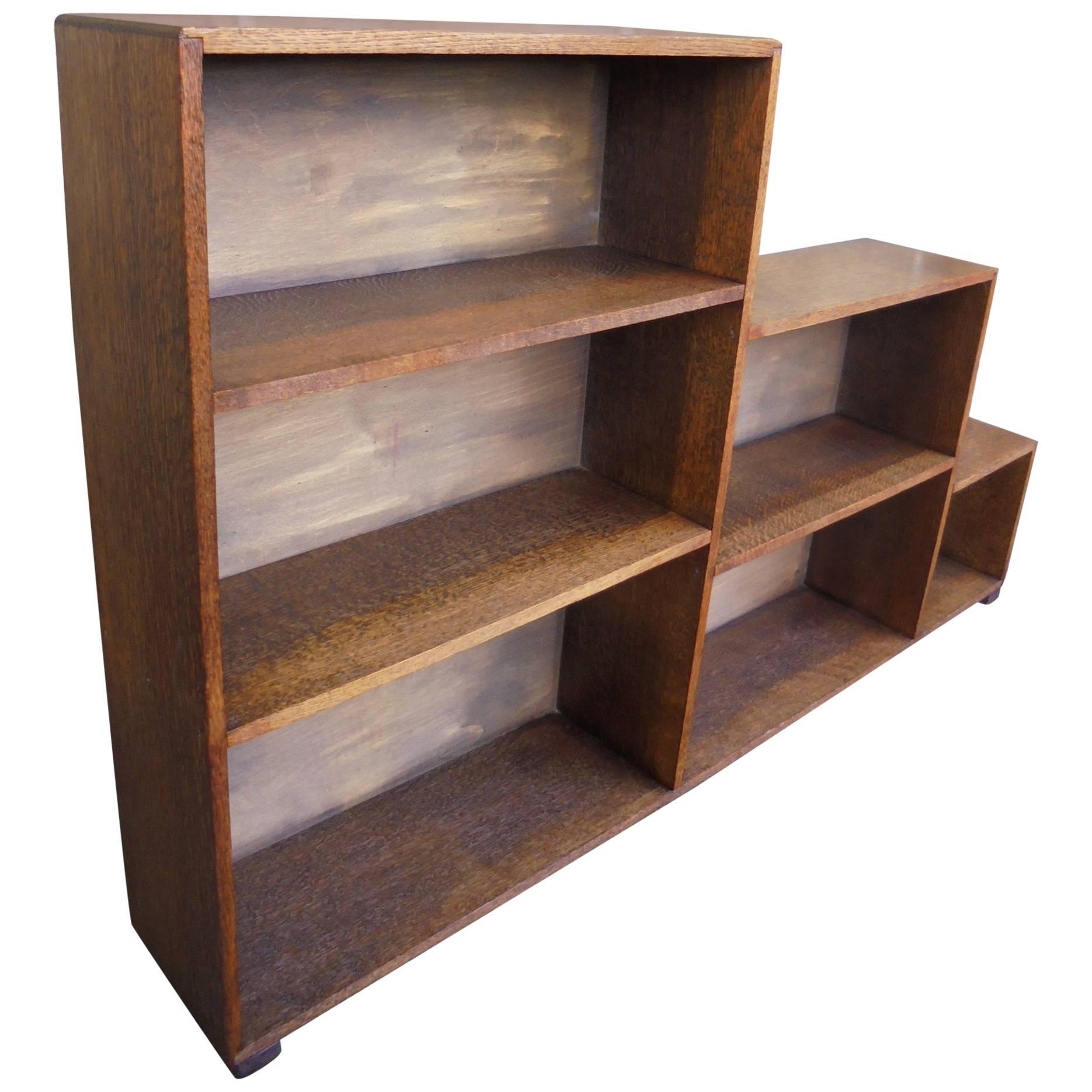 Antique Stepped Oak Bookcase in Manner of Heals