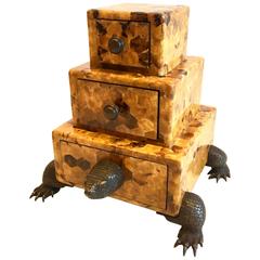 Exquisite Faux Tortoise Shell Jewelry Box by Maitland-Smith