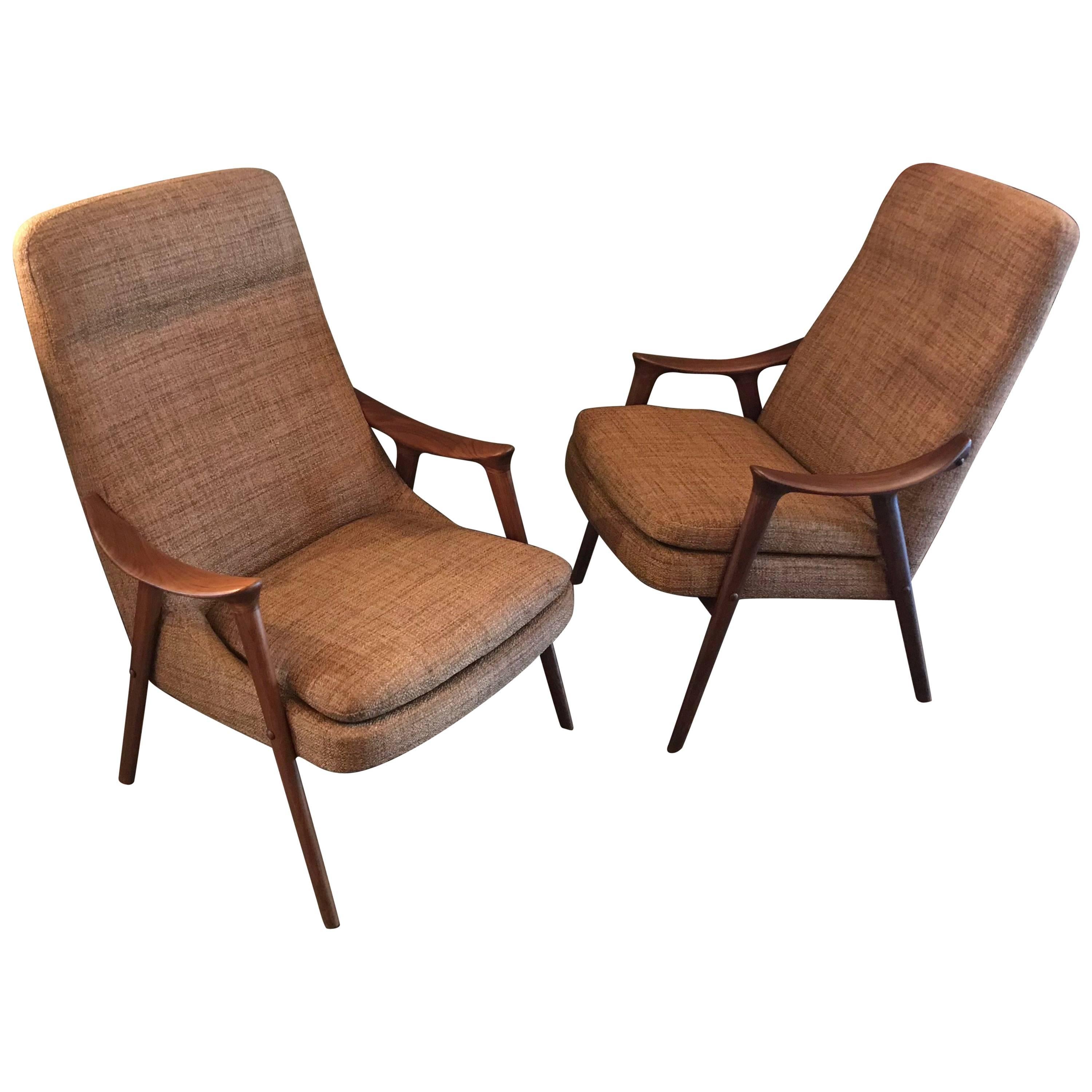 Pair of Scandinavian Modern Lounge Chairs by Ingmar Relling for Gustav Bahus