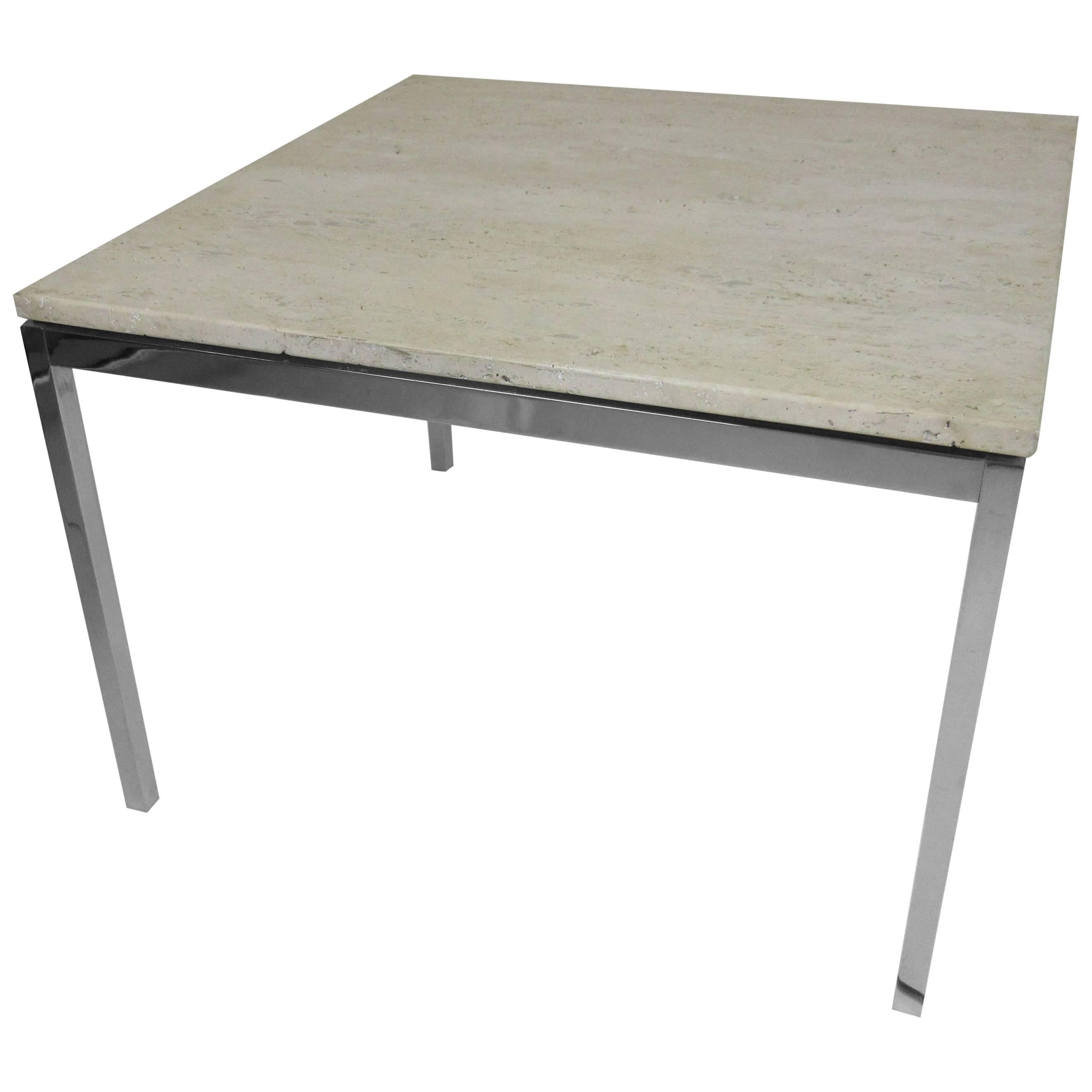Florence Knoll Travertine and Chrome Side/Coffee Table for Knoll International