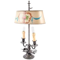 19th Century French Beaux-Arts Bouillotte Lamp with Painted Metal Shade 10