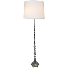 French Nickel-Plated Floor Lamp with Hexagonal Base