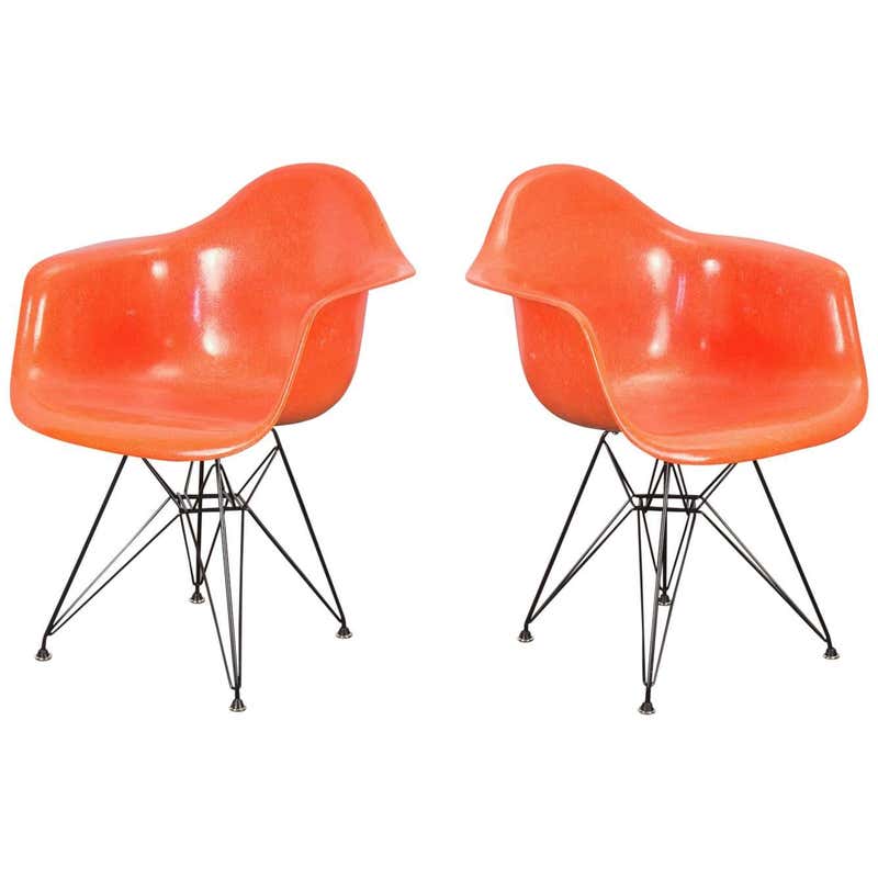 Pair of Orange Eames Armchair Shells For Sale at 1stDibs