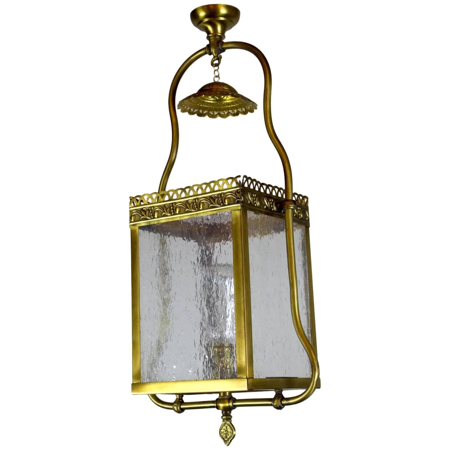 Converted Gas Hall Lantern Fixture For Sale