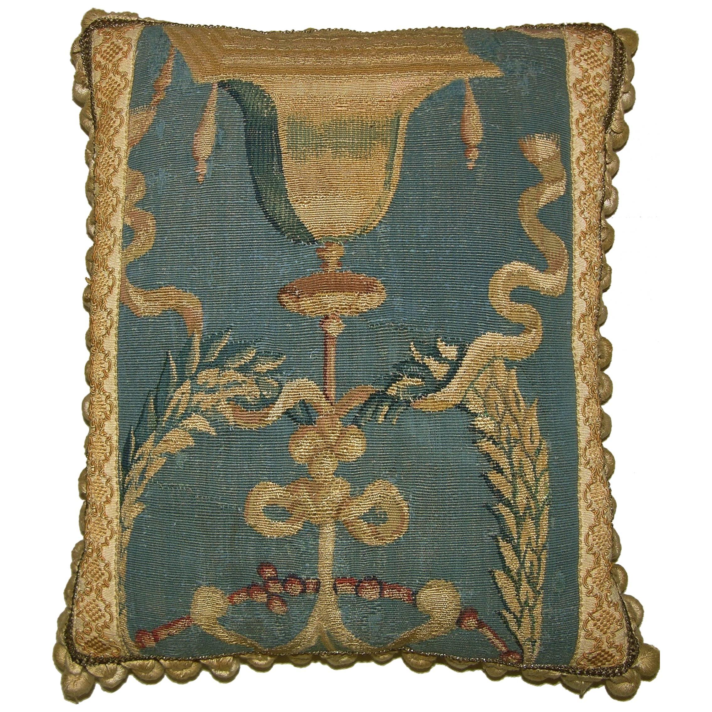 Antique French Tapestry Pillow, circa 1720