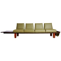 Jorge Zalszupin for L'atelier Brazilian Rosewood and Leather Sofa w Side Table