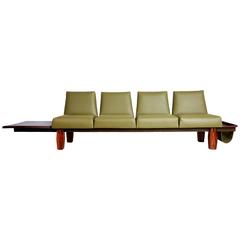 Jorge Zalszupin for L'atelier Brazilian Rosewood and Leather Sofa w Side Table 7