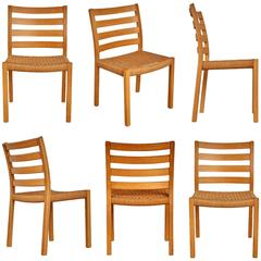 Jorgen Moller for J.L. Møller Oak Dining Chairs, Six