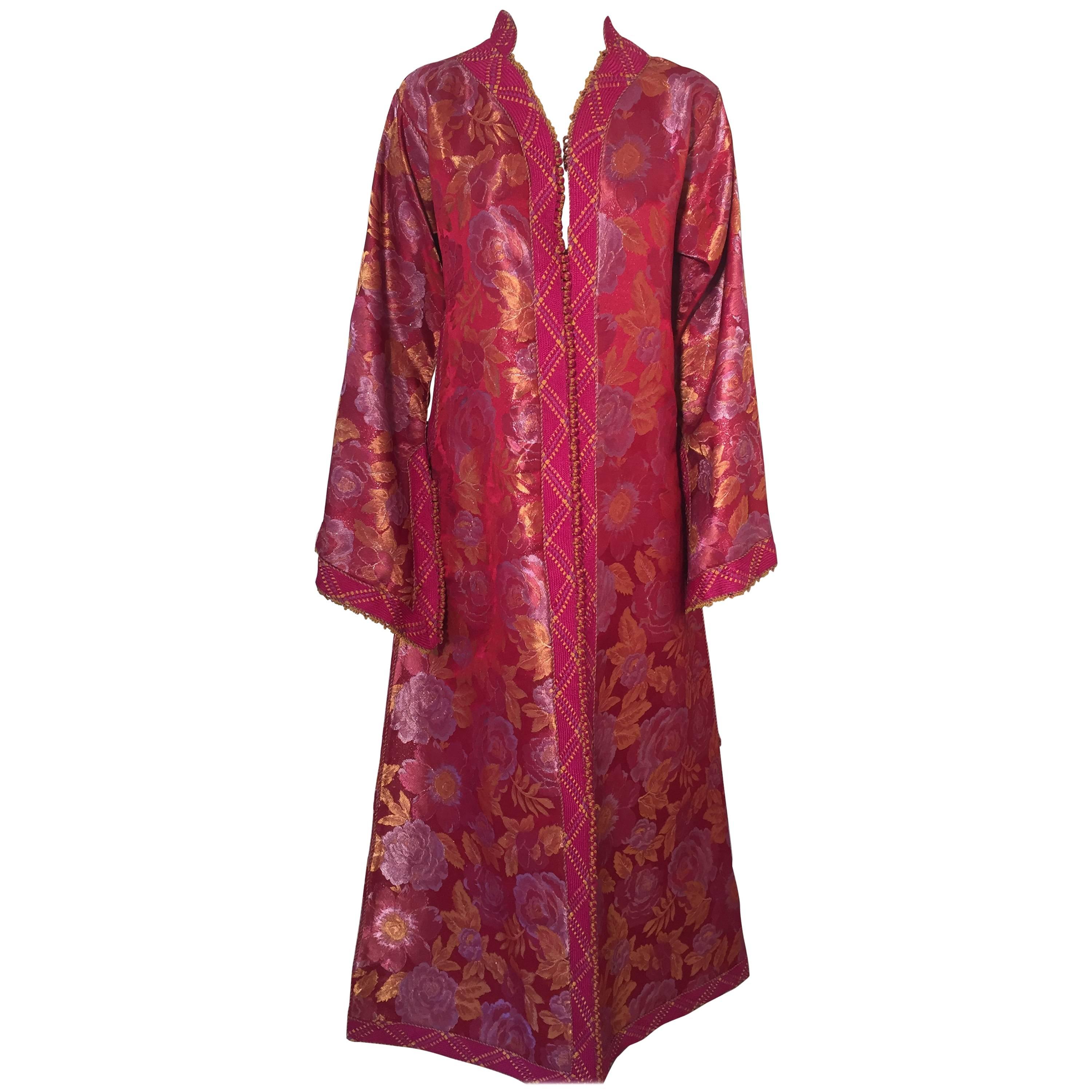 Moroccan Red Lame Caftan Maxi Dress Kaftan Size L