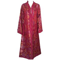 Vintage Moroccan Red Lame Caftan Maxi Dress Kaftan Size L