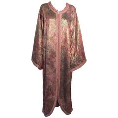 Moroccan Pink Lame Caftan or Kaftan Maxi Dress