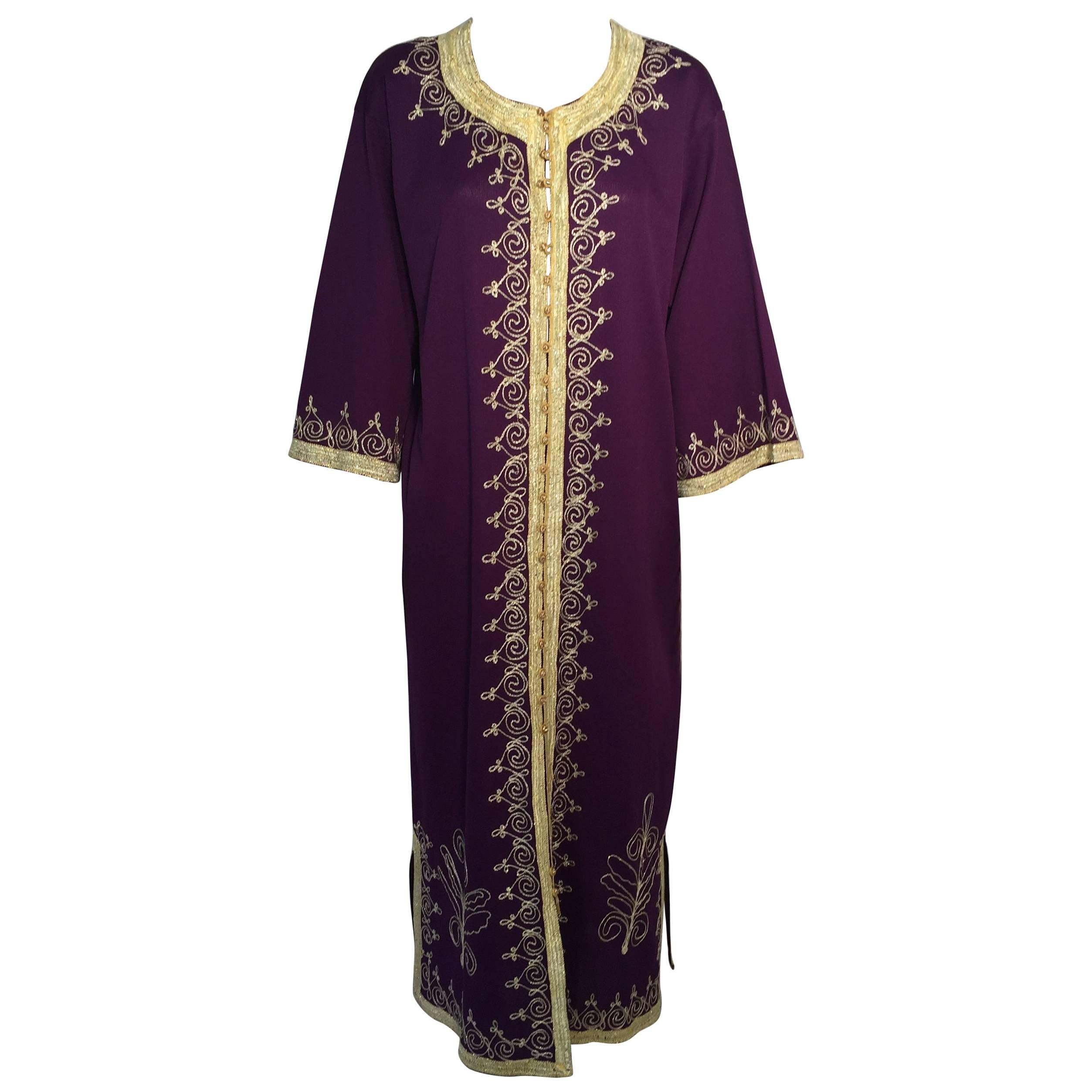 Moroccan Purple Vintage Caftan Maxi Dress Vintage Kaftan 1970 Size M to L