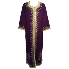 Moroccan Purple Vintage Caftan Maxi Dress Vintage Kaftan 1970 Size M to L