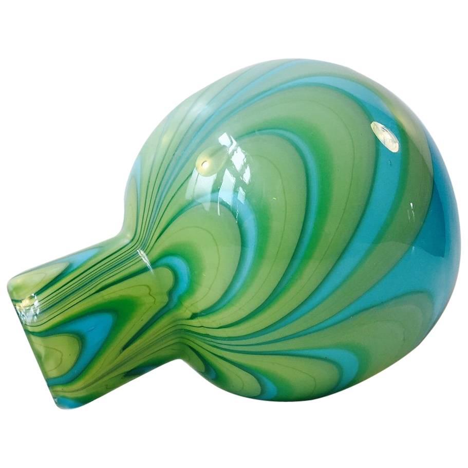 Italian Mint Blue and Green Murano Glass Vase by Carlo Moretti, 1970s