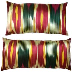 Pair of Vintage Silk Ikat Pillows