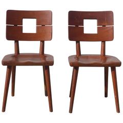 1950s Solid Cherrywood Heywood Wakefield Split Back Chairs