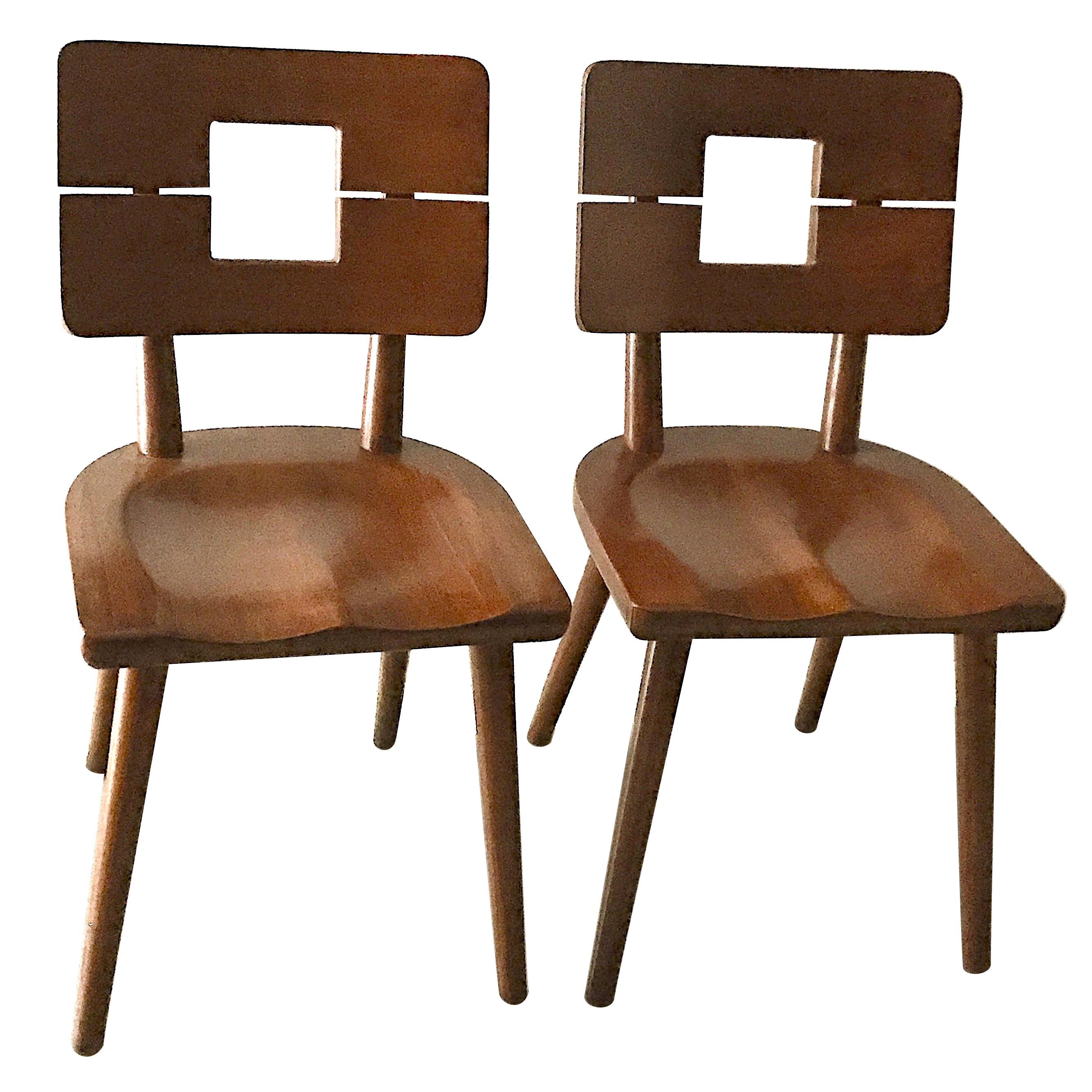 1950s Solid Cherrywood Heywood Wakefield Split Back Chairs For Sale