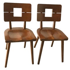 Vintage 1950s Solid Cherrywood Heywood Wakefield Split Back Chairs