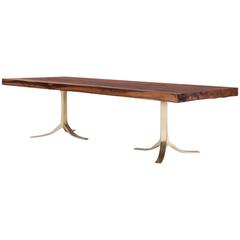 Ten-Seat Bespoke Reclaimed Hardwood Table, on Solid Brass Base by P.Tendercool 2