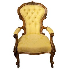Good Carved Walnut Victorian Period Antique Armchair