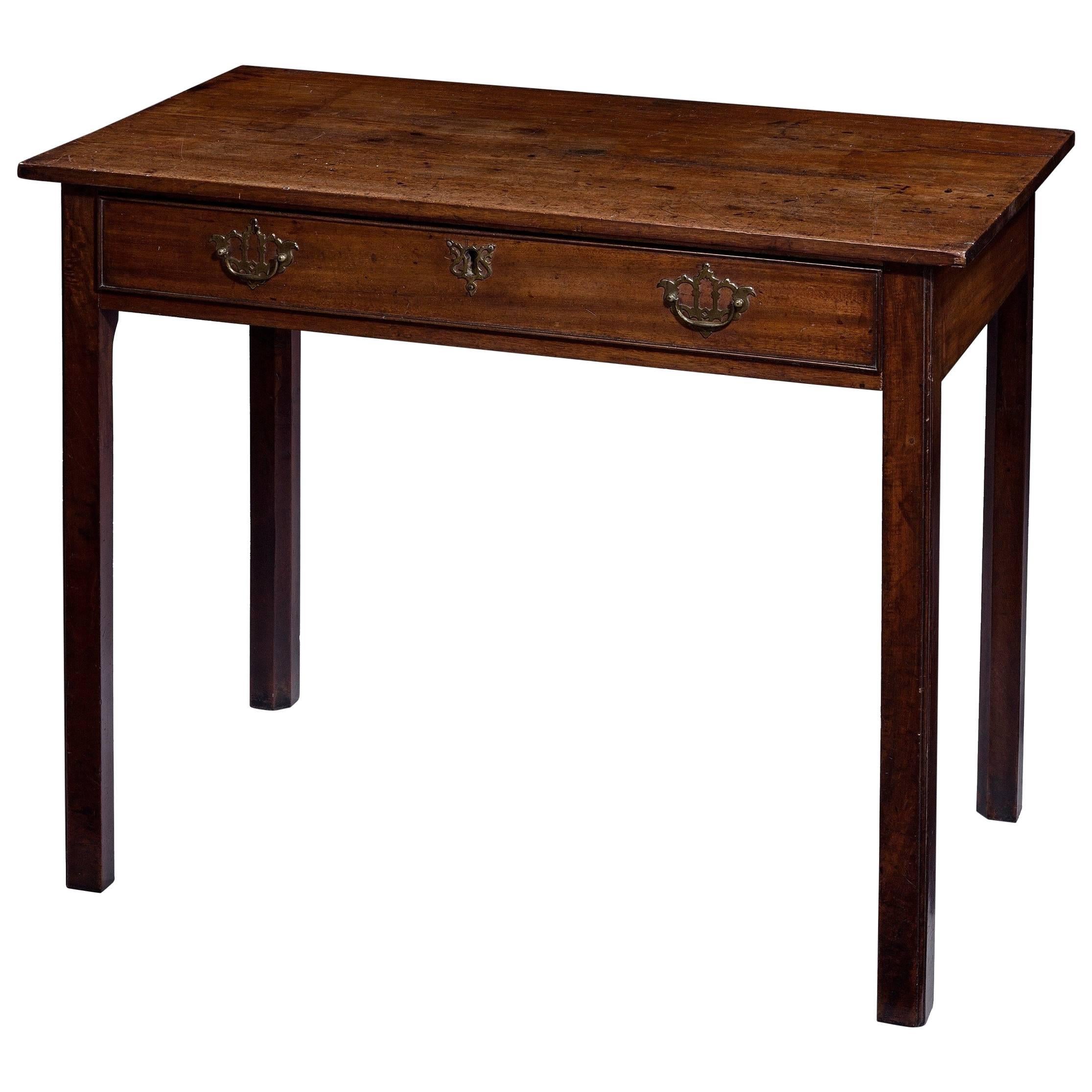 18th Century Chippendale Period Mahogany Side Table with Chinese Rococo Handles. For Sale