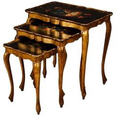 20th Century Triptych of Lacquered and Painted Coffee Table