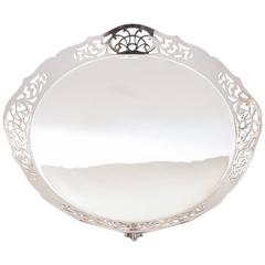 20th Century Edwardian Silver Plated Round Gallery Tray, circa 1905