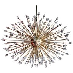 Impressive Brass Sputnik Chandelier with Murano Glass Teardrops 7