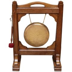 Edwardian Oak Framed Floor Standing Gong