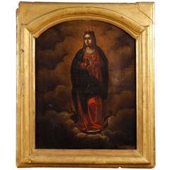 Antique 19th Century French Religious Painting Oil on Canvas