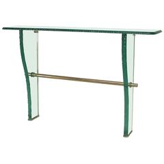 Italian 1940s Glass Console Table with a Molded Edge by Max Ingrand