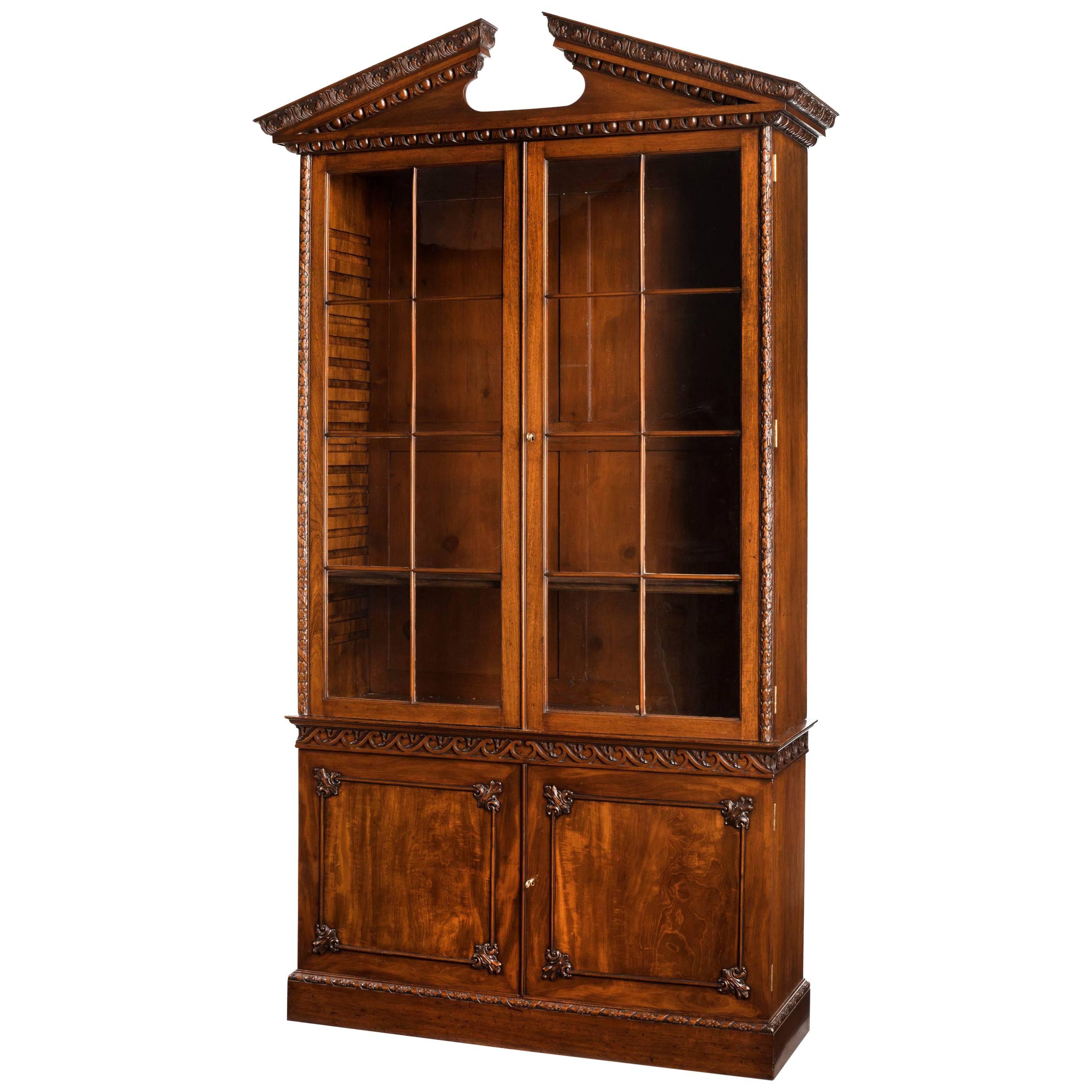 Chippendale Period Mahogany Low Waisted Bookcase For Sale