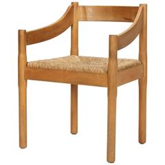 Italian Vico Magistretti Chair Carimate Cassina Rush Seat, 1960s