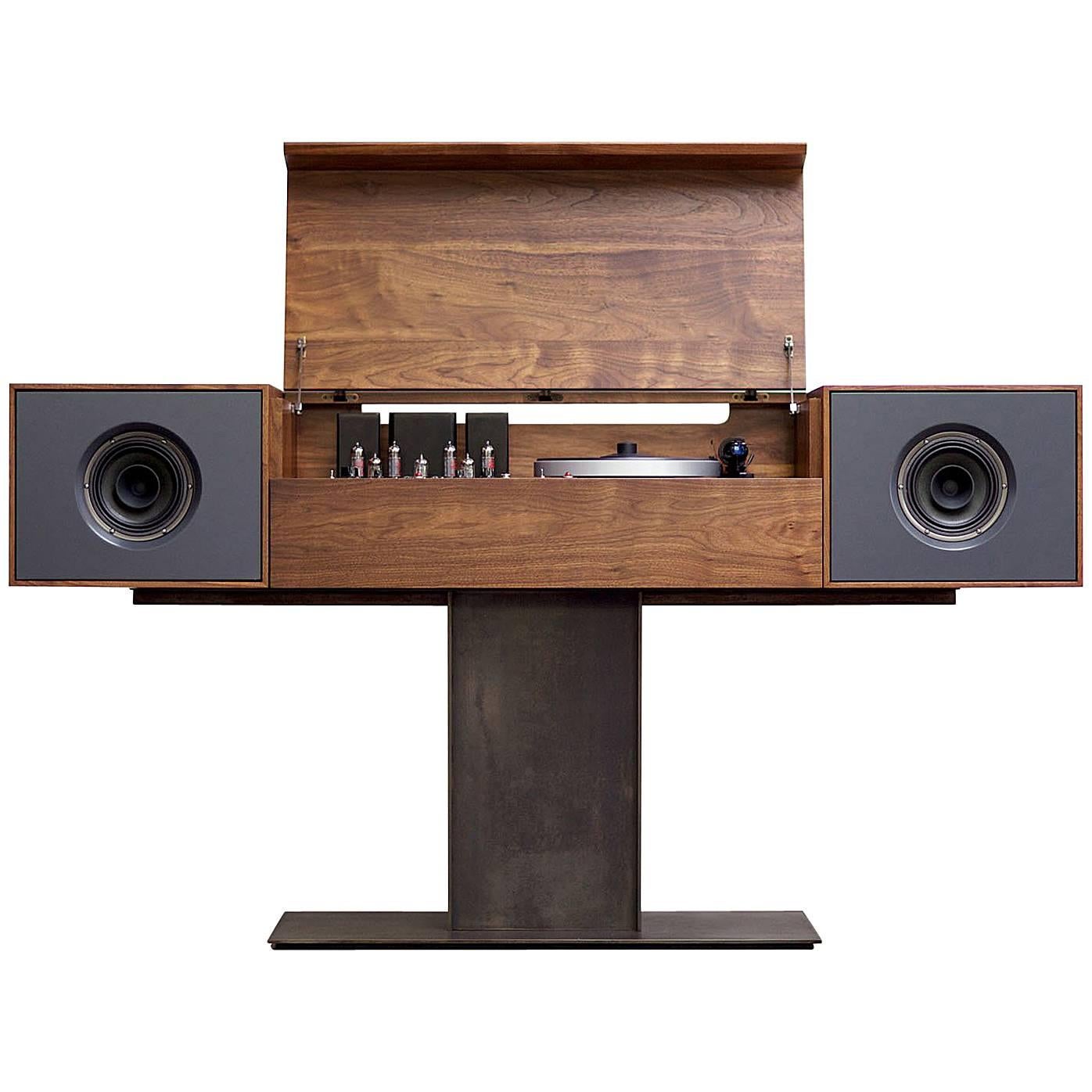 Modern Record Console Slate Grey Speaker Front