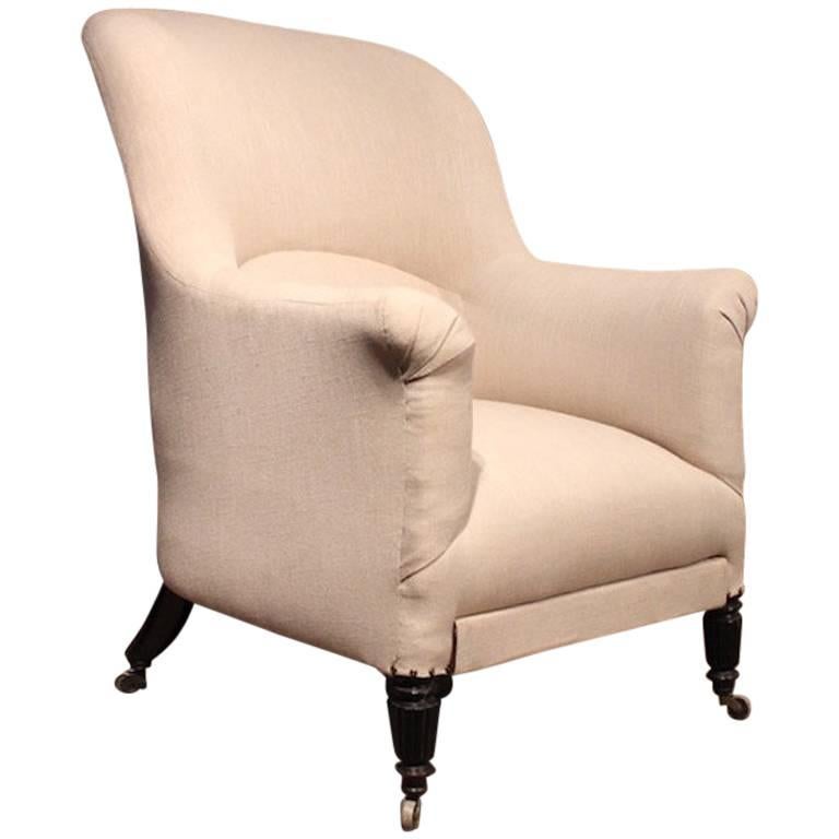 19th Century Napoleon III Ebonised and Upholstered Bergere Armchair