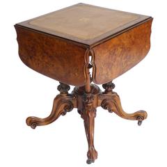 Antique Victorian Burr Walnut Games Table