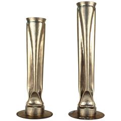 Thomas Roy Markusen Brutalist Nickel Plate Vases, Pair 12