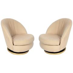 Pair of Modern Swivel Lounge Chairs Designed by Milo Baughman