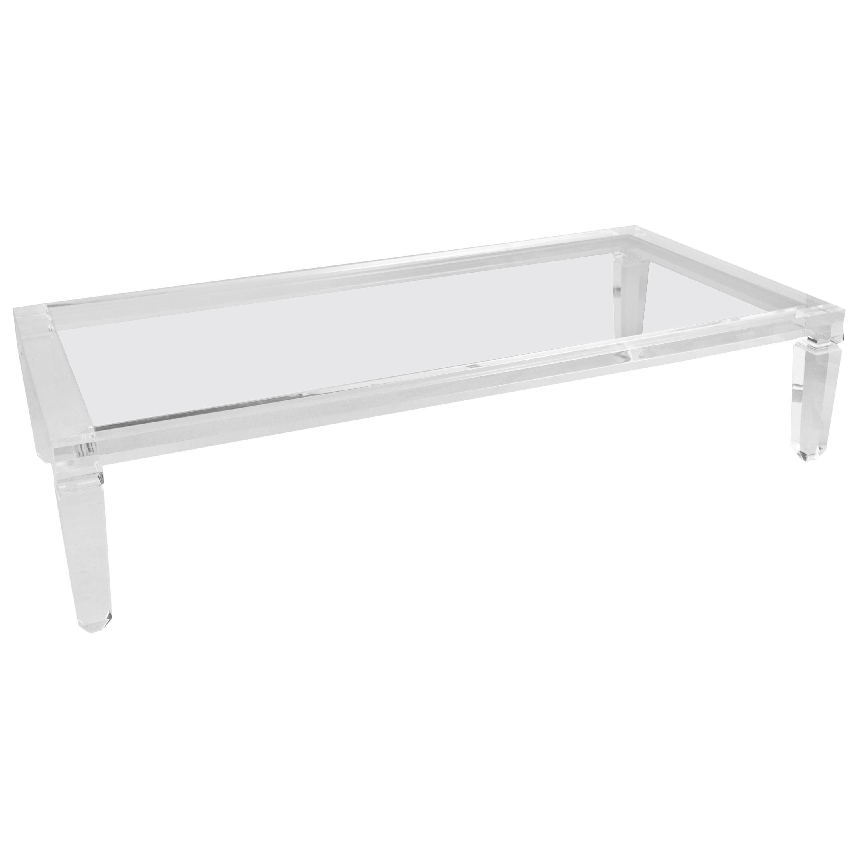 Lucite 2Piece Glass Table For Sale at 1stDibs