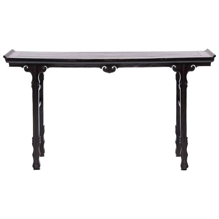 Chinese shallow sword foot altar table with ruyi medallion, 1850