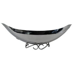 Sciarrotta Hand-Hammmered Sterling Silver Gondola Bowl on Scroll Foot